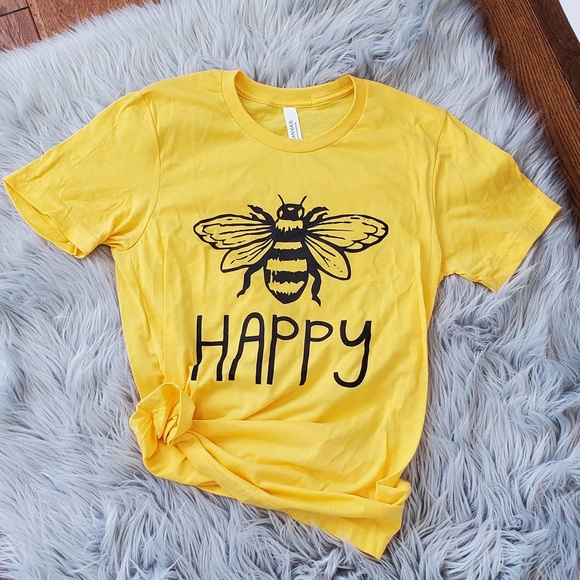 ☀️SALE☀️ LAST L 🐝 BE Happy graphic tee - Picture 3 of 8